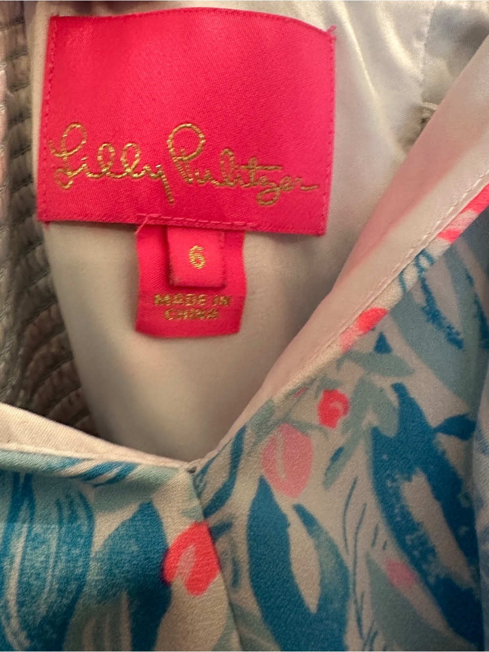Lilly Pulitzer Skort Romper Dress Size 6 Blue Pink Floral Bow Front Smocked Back - Picture 6 of 6